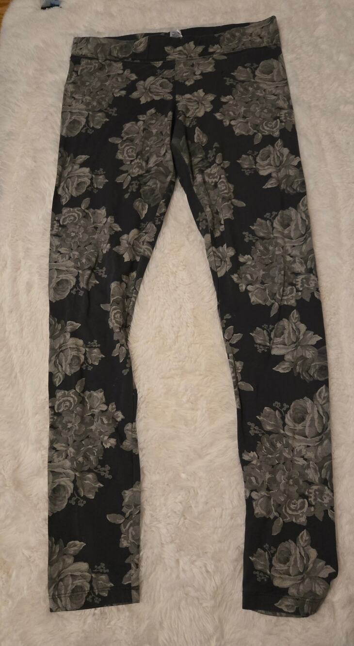 Vintage Y2K Aeropostale Skinny Leggings Womens L Gray Floral High Rise Ankle